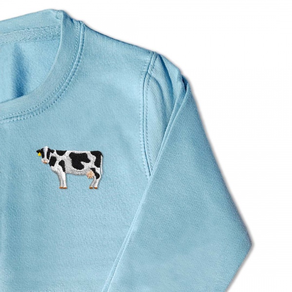 Kids Dairy Cow Jumper - Black Embroidery