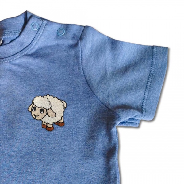 Organic Baby Kids Sheep T Shirt - Embroidery No 2