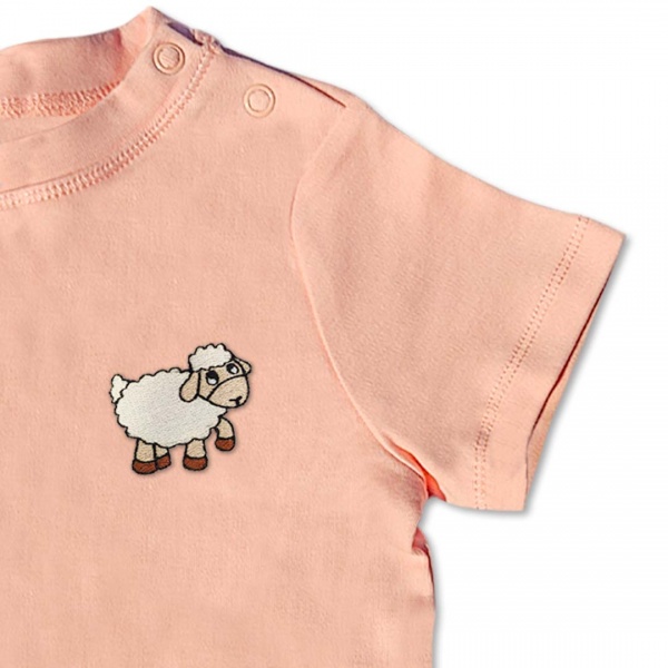 Organic Baby Kids Sheep T Shirt - Embroidery No 4