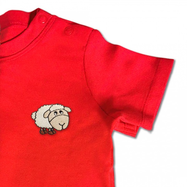 Organic Baby Kids Sheep T Shirt - Embroidery No 6