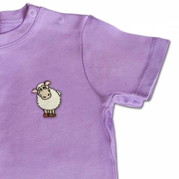 Organic Baby Kids Sheep T Shirt - Embroidery No 7