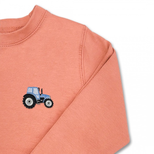 Girls Tractor Jumper - Sky Blue Embroidery