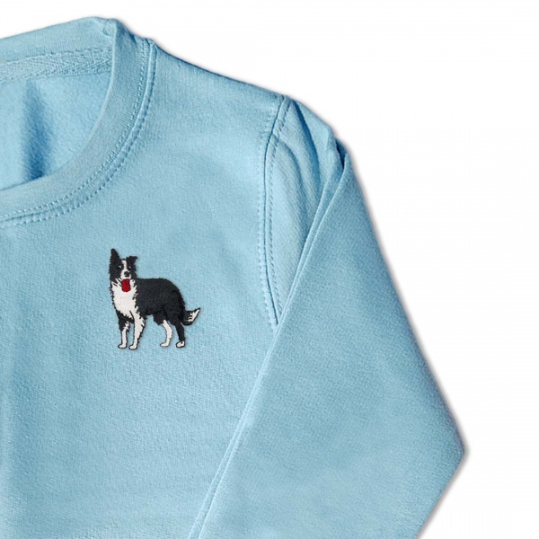 Standing Border Collie Jumper - Black Embroidery