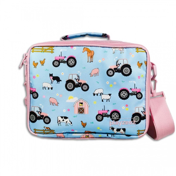 Girls Blue Tractor Lunch Box