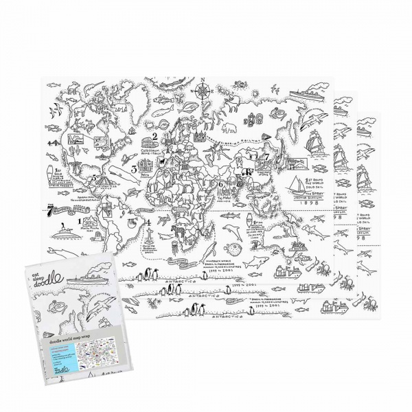 Eat Sleep Doodle's 3 Sheets of World Map Wrap