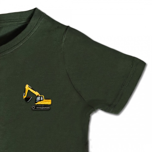 Organic Kids Digger T Shirt - Yellow Embroidery