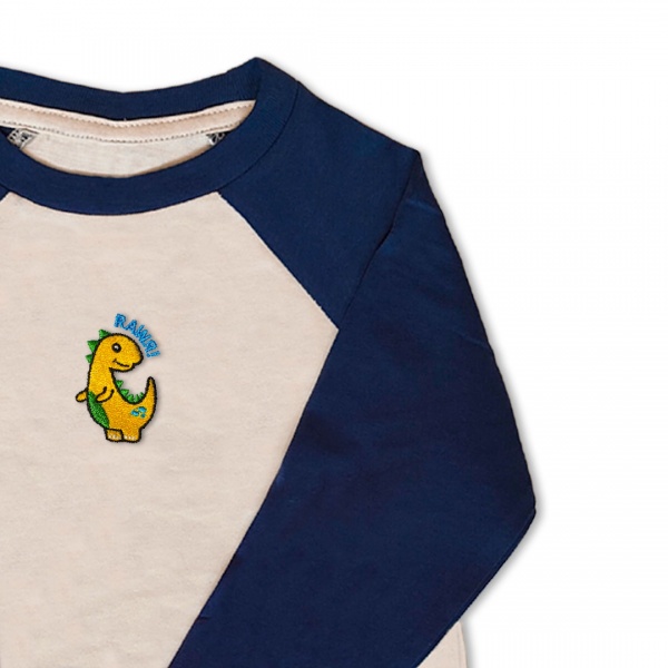 Boys Dinosaur T Shirt - Yellow embroidery